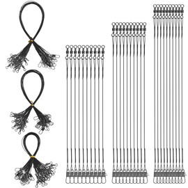 60pcs Fishing Leader Wire Rig Sturdy Stainless Steel Line Wire with Barrel Swivel Snap 5.9in/7.9in/9.8in High Strength Wire Fishing Line Connecting Fishing Tackle Lure Hook for Saltwater Freshwater