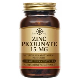 Solgar Zinc Picolinate 15 mg 100 Vegetable Capsules