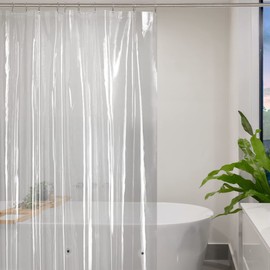 Escerleent PEVA Bathroom Clear Shower Curtain Liner, 72 x 72 Inches Heavy Duty Waterproof Plastic Shower Curtain Liner with Magnets and Rustproof Metal Grommets and Plastic Shower Curtain Hooks