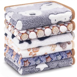 6 Pcs Guinea Pig Bedding Cage Liners Small Animal Flannel Blankets Sleep Mat Absorbent Reusable Pet Pee Bedding Pad Cover for Dog Cat Hamster Ferret Chinchilla Rabbit Hedgehog (30 x 42 Inch, Multi)