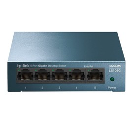 TP-Link LS105G 5 Port Gigabit Network Switch, Metal Case, Energy-Saving, Plug & Play, Ethernet Switch, Ethernet Splitter, Desktop or Wall Mount, Silent Operation, Support QoS