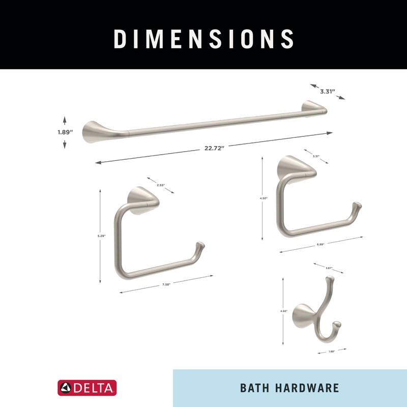Delta ARV64-DN Arvo 4-Piece Bath Hardware Set 18-in Towel Bar