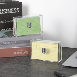 BTSKY 2 Pack Clear Acrylic Index Card Box for 3x5 Inch Cards, Holder Notecard Box Recipe Card Box Plastic Storage Organizer for Filling Index, Note Cards, Flashcards, Recipes