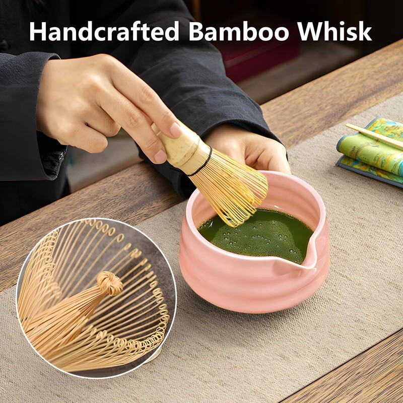 Taefuhnn 6 Pcs Matcha Whisk Set Making Kit with Bamboo