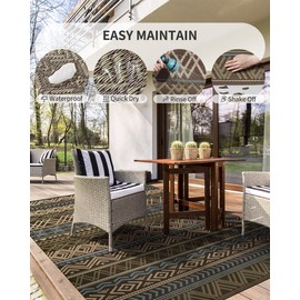 MontVoo Outdoor Rug Carpet Waterproof-Patio Rug Mat 6x9 Reversible RV Camping Rugs Picnic Mat Plastic Straw Outside Rugs for Balcony Porch Deck Beach Boho Outdoor Mats for Patio Decor Colorful