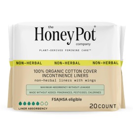 The Honey Pot Company - Incontinence Pads for Women - Non-Herbal Panty Liners - Bladder Leak Control - Organic Cotton Cover & Ultra-Absorbent Pulp Core - Feminine Care - 20 ct