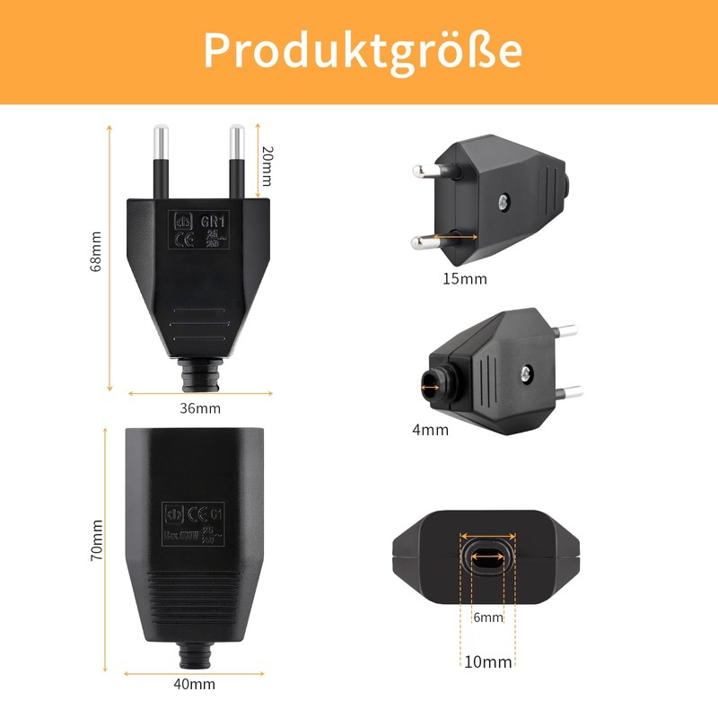 Pack of 8 Euro Plug Flat European Flat Plug, Plug