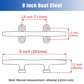 METRAXION Boat Cleat,4 Pack 8 inch Marine Grade 316 Stainless Steel Open Base Dock Cleat Rope Cleat with Fasteners for Kayaks, Nautical Decor