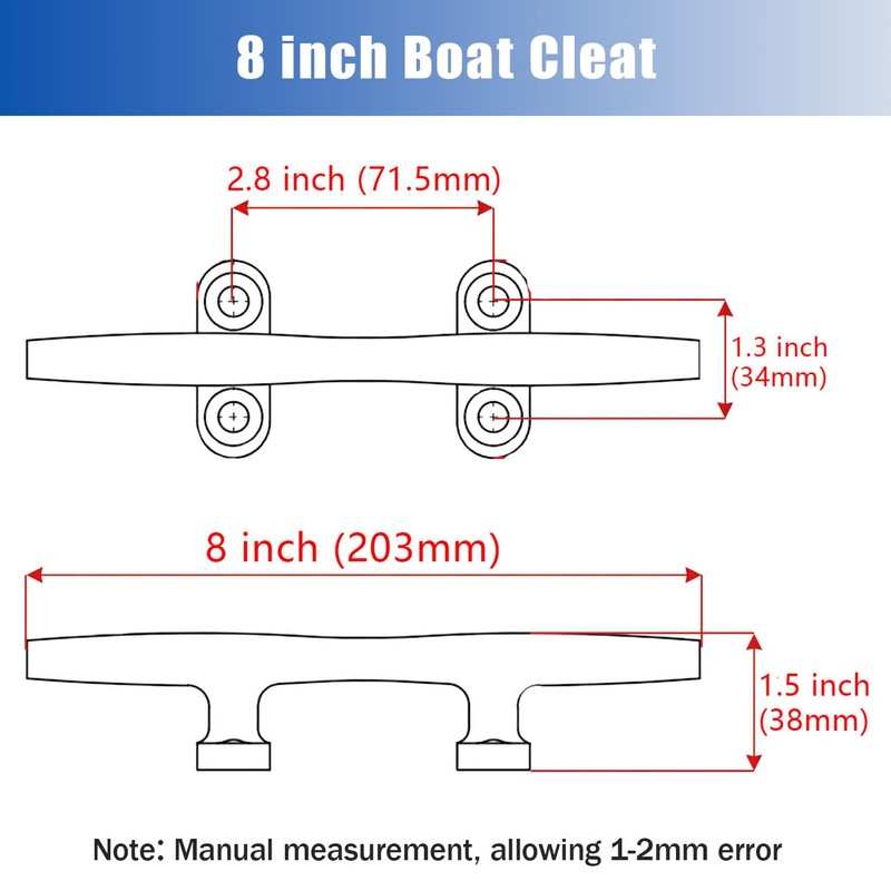 METRAXION Boat Cleat,4 Pack 8 inch Marine Grade 316 Stainless