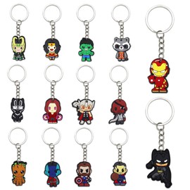 Beamely 14 Pcs New Superhero Keyring for Kids, Superhero Keychain Pendant Theme Party Bag Filler, Ideas Presents Party Favors for Boys Girls Birthday Party Supply