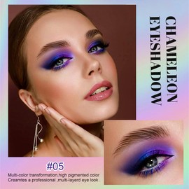 VERONNI Chameleon Eyeshadow,3Colors Liquid Metallic Eyeshadows Color Shifting, Holographic Glitter Multichrome Eye Shadow High Pigmented, Long Lasting and Smudge Proof (#05)