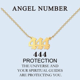 JeeweLife 18k Gold Plated Stainless Steel 444 Angel Number Necklaces Gold Necklace for Women, 444
