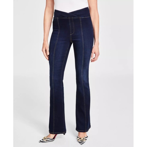 INC International Concepts I.n.c. Women's High Rise Asymmetrical Seamed Bootcut