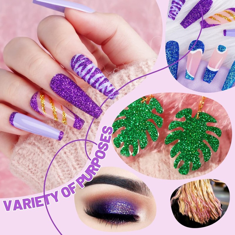 Fine Glitter Powder for Crafts, Holographic Sparkles for DIY Projects,