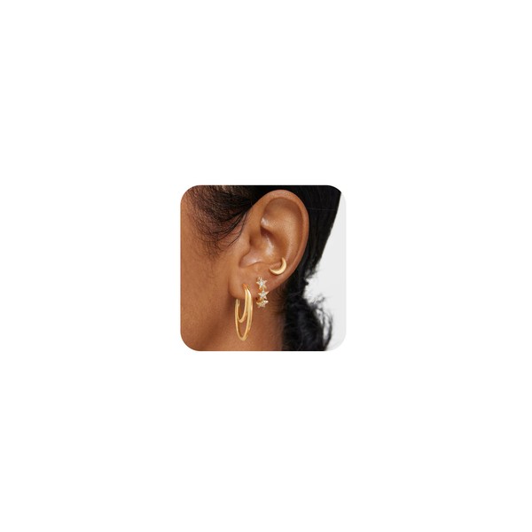 LADYGD Gold Hoop Earrings Set for Women 14K Gold Plated