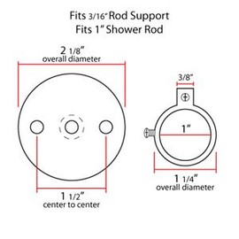 Shower Rods 18" Swivel Ceiling Support for Sloped/Angled Ceilings & Walls (Polished Brass)