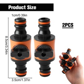 Double-Way Hose Pipe Connector 2 Pack, Abs Quick-Release Garden Hose Connector Double Male in-Line Shut-Off Valve for Garden Hose Clamp Repair Electrical Valve Kitchen Kit Automotive