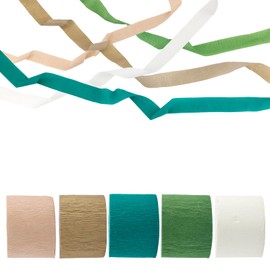 BOXOB Wedding Party Decorations, 5 Rolls Sage Green Crepe Paper Streamers for Boho Wedding, Bridal Shower, Bachelorette, Woodland Party Supplies Decor (5 Colors)