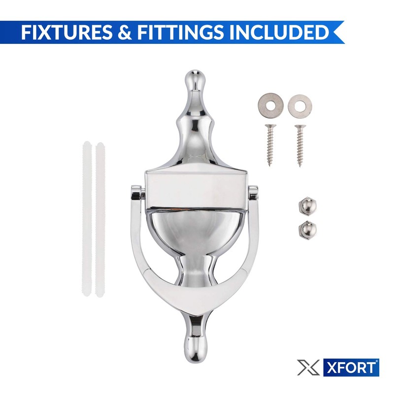 XFORT Door Knocker Polished Chrome, Victorian Urn Door Knockers for