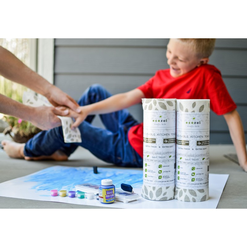 Ecozoi Bamboo Rayon Reusable Towels - 4 Pack | Equivalent