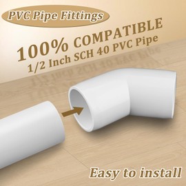 20-Pack 1/2 Inch 45 Degree Elbow PVC Pipe Fittings, Furniture Grade 1/2" PVC Fittings 45 Degree Elbow for SCH40 PVC Pipe, PVC Corner Fittings for Building PVC Furniture, Greenhouse