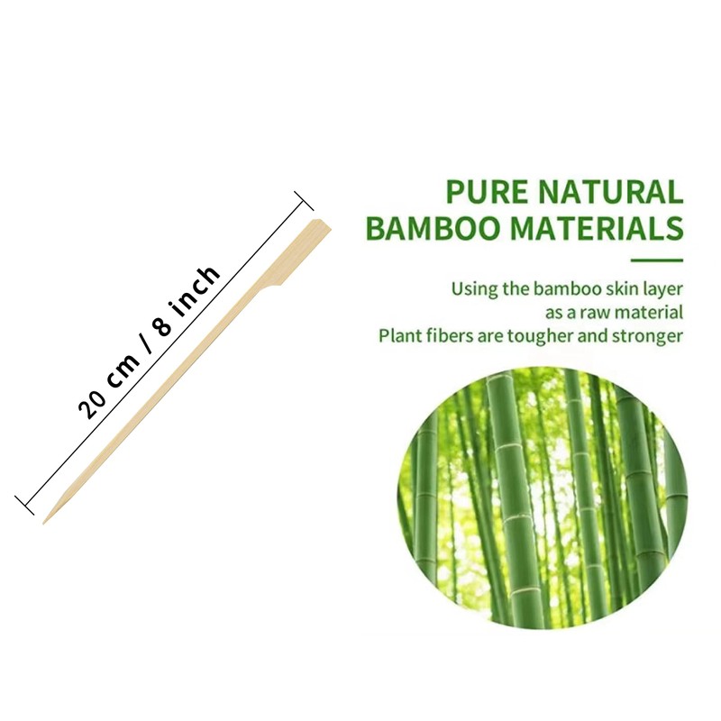 Bamboo Skewers 8 Inch, 200 PCS Cocktail Skewers, Wooden Skewers