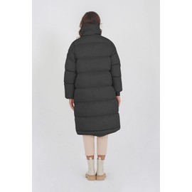 Fazortev Womens Long Puffer Jacket Stand Collar Zip Baggy Down Coats with Side Pockets Outwear