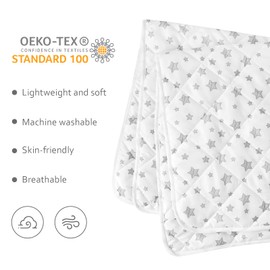 Baby Blanket for Boys and Girls, Soft Cozy Blankets for Kids, Toddler Comforter Quilted with White Star Print, Ultra Soft and Comfortable Baby Comforter Down Alternative Crib Comforter, 39x47 Inches