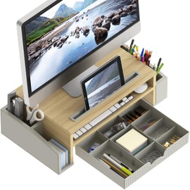 Simple Houseware Desk Monitor Stand Riser with Adjustable Organizer tray