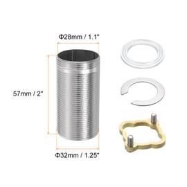 uxcell Faucet Mount Extension Shank 2"x 1.25" Stainless Steel Pipe Faucet Extension Nipple Locknut Kit Extension Threaded Lengthen Fixed High Foot with Nut and Gasket Faucet Fittings