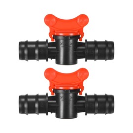M METERXITY 2-Pack Barbed Ball Valve, for 1 Inch Drip Tubing Plastic in-Line Ball Valve Shut-Off Switch for Irrigation/Greenhouse/Aquariums, Barbed Locking Drip Irrigation Fitting