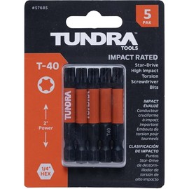 Tundra Tools T40 Impact Screwdriving Star Bits 57685, 5 Pack, Impact Rated for Impact Drivers