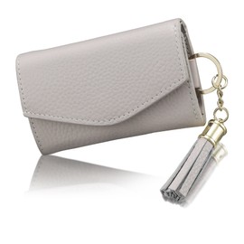 Encore Women's Key Case, High Visibility, Genuine Leather, Dull Color, Includes Pocket to Hold Bills, Genuine Leather, 4 Layers, Cowhide Leather, Key Holder, Car Key Japan, dull grey, Modern