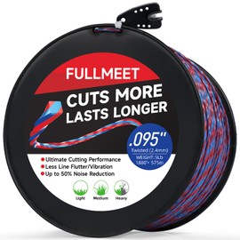 Heavy Duty Weed Eater String, 0.095 Square Twist String Trimmer Line, Commercial Weed Wacker String Replacement for Ryobi, Stihl, Dewalt, Kobalt, Echo, etc.-Tri-Extrusion Twisted, 5Lb, 1880ft