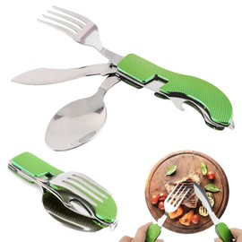 Camping Cutlery Set Field Cutlery Camping Cutlery Set Tableware 1 Person Gadgets Travel Cutlery Picnic Accessories Outdoor Cutlery to Go for On the Go 4-in-1