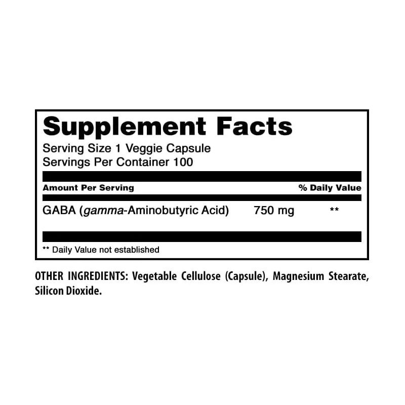 Gaba Para Reducción De Ansiedad Y Estrés 750mg 100 Caps