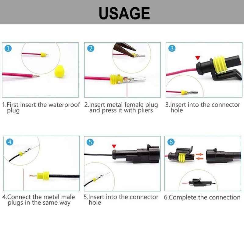 QitinDasen 12 Set 3 Pin Waterproof Car Electrical Connectors, Sealed