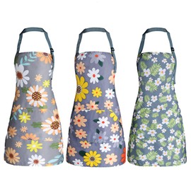 IHFAIO IHFAIO Apron for Women with Pockets, Adjustable Waterproof Floral Chef Aprons for Kitchen, Gardening, Cooking, BBQ or Baking, 3Pcs (3)