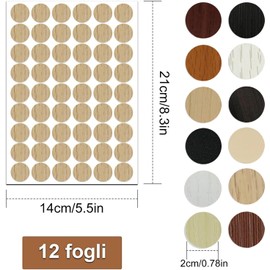 12 Sheet/648 Pcs Wood Texture Screw Caps - PVC Cover Stickers