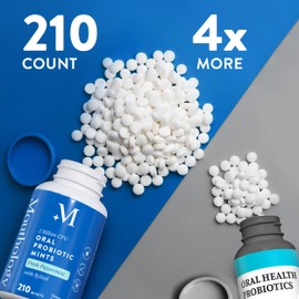 Mouthology Oral Probiotics for Mouth Bad Breath with Xylitol (210 Count Mints), Dental Probiotic, Mouth Probiotics Bad Breath Treatment and Gums