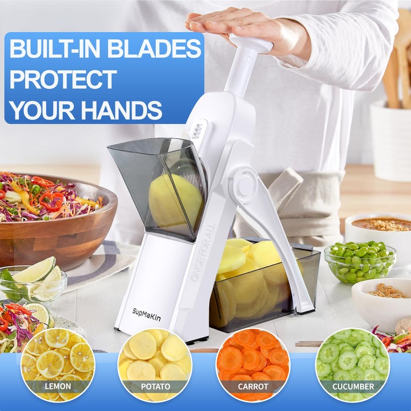 SupMaKin Safe Mandoline Slicer for Kitchen, Potato Slicer for Chips,