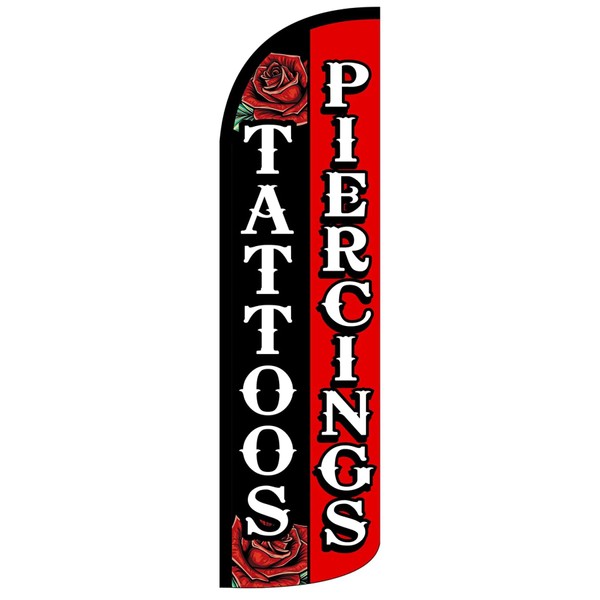 4 Less Co TATTOO PIERCING Windless Swooper Flag Feather Banner