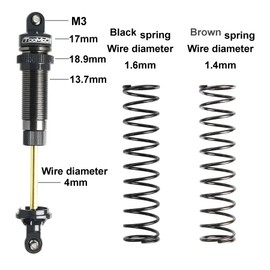TOOMOD 105mm RC Oil Shock Absorber Big Bore Damper for 1/10 Arrma, Slash 2WD, 4WD 4x4,Stampede,Rustler 4X4 VXL,Ford, Vorteks,etc. Parts Upgrade Replace（2Pcs）(Black)