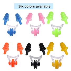 Ewanda store 5 Pairs Silicone Swimmers Ear Plugs,with Nose Clips,Soft Silicone Swim Ear Plugs Reusable for Swimming or Sleeping,Pink