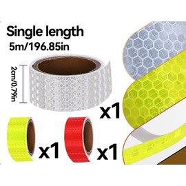 Emezddo 3 Rollen Reflektorband,Selbstklebend Wasserdicht Zuschneidbar Reflektor Aufkleber Klebeband,verwendet für Fahrräder Helme Motorrad Briefkästen Kleidung Rucksäcke(2 cm*5 m)