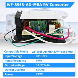WF-8955-AD-MBA RV Converter 55 Amp, DC Main Board Assembly for WF-8955PEC Power Converter Replacement for WF-8955、WF-8955-AD、WF-8955AN Series and Parallax 7155 7145 Converter