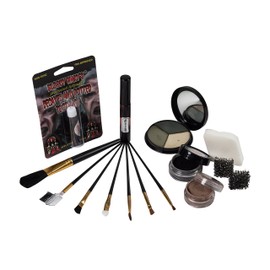 The Aftermath Zombie Starter Makeup Kit By Bloody Mary - Professional Special Effects Supplies - Tri Color Foundation Wheel, Eyeshadow, Tooth Decay, Rotted Teeth, FX Blood, Eyeliner, Sponges, Brushes