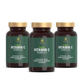 Vitactiv Vitamin C 1000 mg Complex + Acerola in Pack of 3, High-Dose Vitamin C with Time-Delayed Relief, for Normalising the Immune and Nervous System, with Acerola Cherry (300 Tablets)