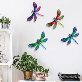 SUNREEK Metal Dragonfly Wall Decor, 9 Inches Dragonfly Outdoor Wall Art for Fence Garden Yard Patio Decorations