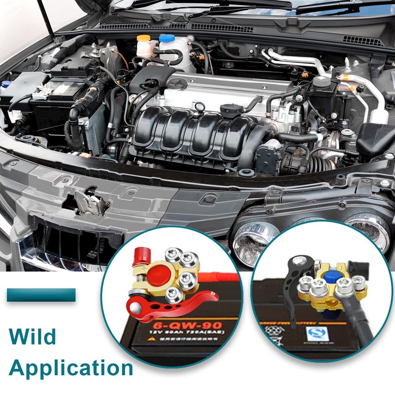 2PCS Battery Terminal Connectors, 4 Way Quick Release Disconnect Battery